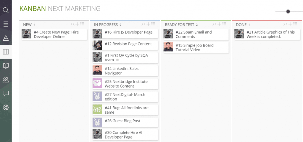 Taiga with Kanban view for Nextwerk Marketing