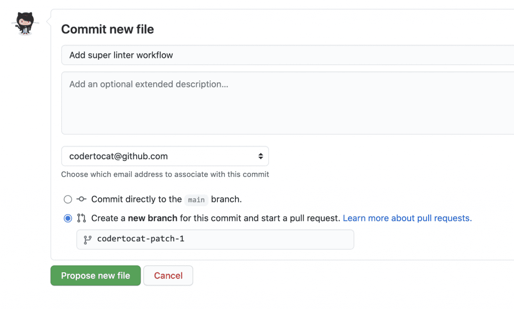 commit workflow file