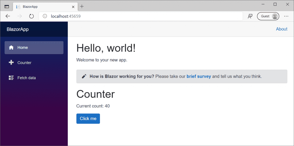 Blazor application